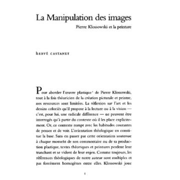 La Manipulation des images. Klossovsky et la peinture