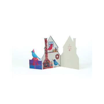 Avian Friends Christmas Birdhouse Tri-Fold Notecards