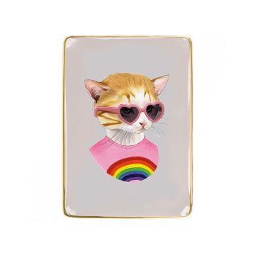 Rainbow Kitten Medium Porcelain Tray