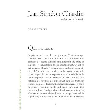 Jean Siméon Chardin ou la saveur du savoir